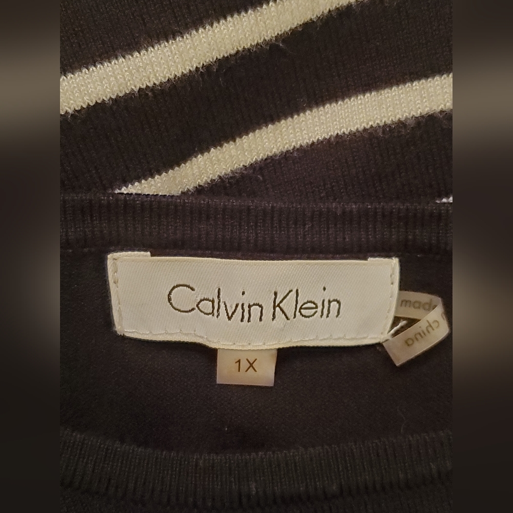 CALVIN KLEIN Striped Pullover Sweater Top Size 1X - Picture 4 of 7